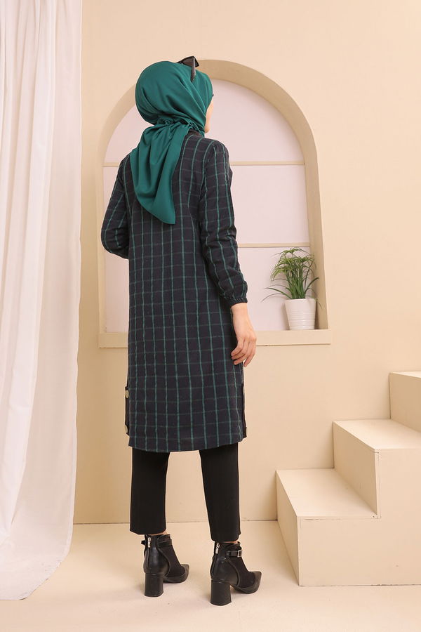 Düz Gömlek Yaka Kadın Lacivert 3310 TUNIK - Yeşil - 46 - 3310 LACİVERT