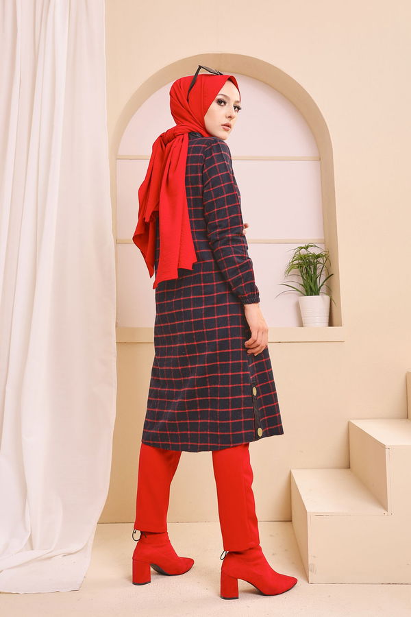 Düz Gömlek Yaka Kadın Lacivert 3310 TUNIK - Yeşil - 46 - 3310 LACİVERT