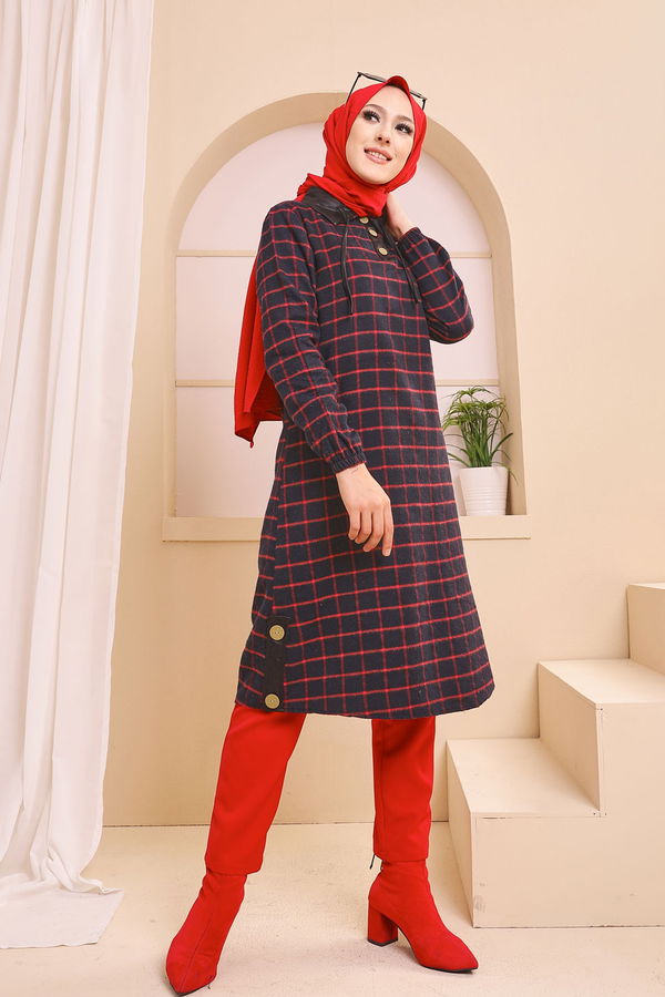 Düz Gömlek Yaka Kadın Lacivert 3310 TUNIK - Yeşil - 46 - 3310 LACİVERT