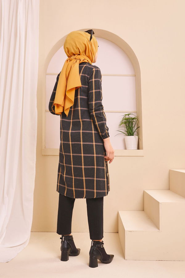 Düz Gömlek Yaka Kadın Antrasit 8635 TUNIK - Yeşil - 46 - 8635