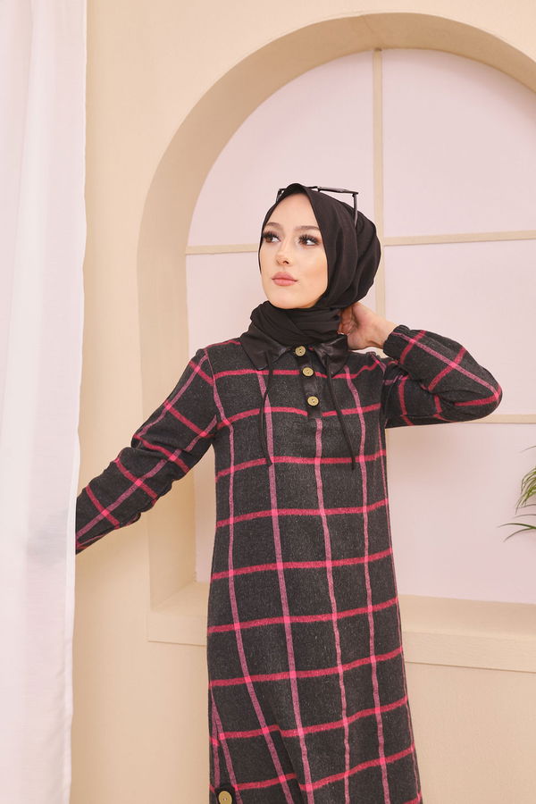 Düz Gömlek Yaka Kadın Antrasit 8635 TUNIK - Yeşil - 46 - 8635 ANTRASİT