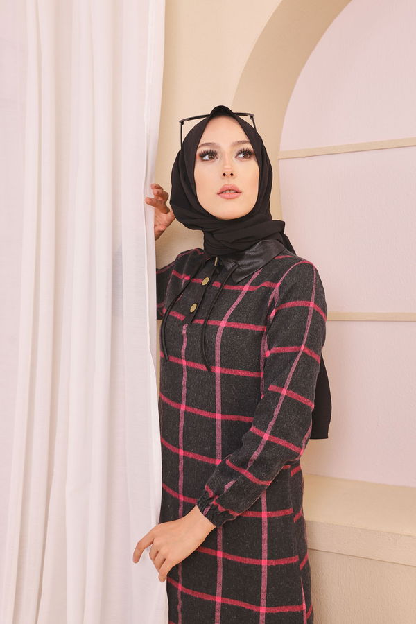 Düz Gömlek Yaka Kadın Antrasit 8635 TUNIK - Yeşil - 46 - 8635 ANTRASİT