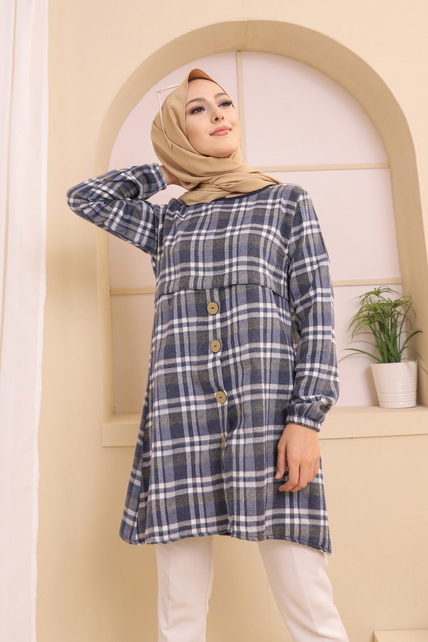 Düz Orta Kadın Lacivert TUNIK - 3311