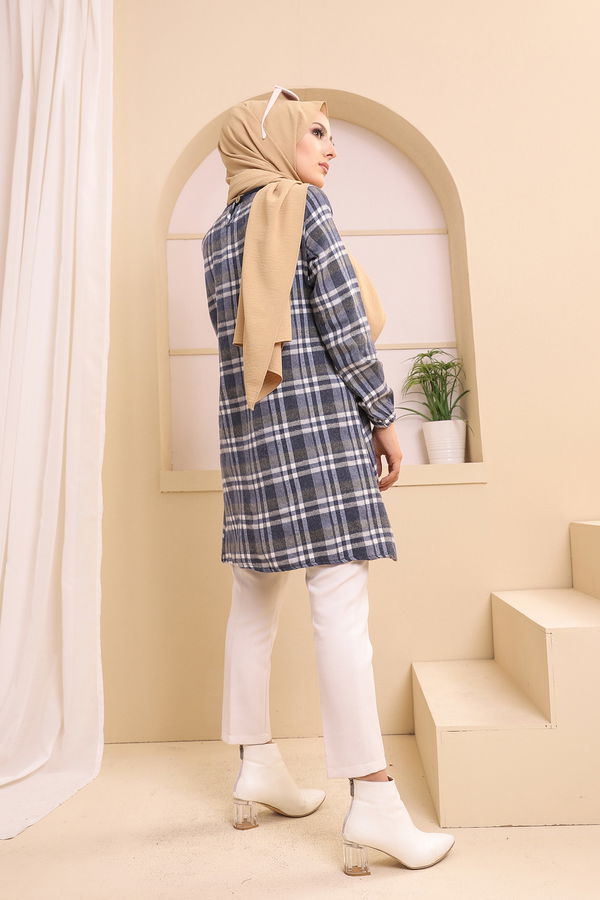 Düz Orta Kadın Lacivert TUNIK - 3311