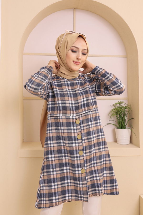 Düz Orta Kadın Lacivert TUNIK - 3311 LACİVERT