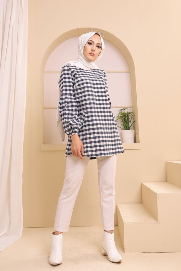 Düz Orta Kadın Lacivert 3316 TUNIK - 3316