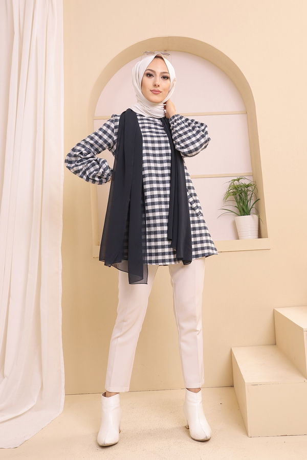 Düz Orta Kadın Lacivert 3316 TUNIK - 3316