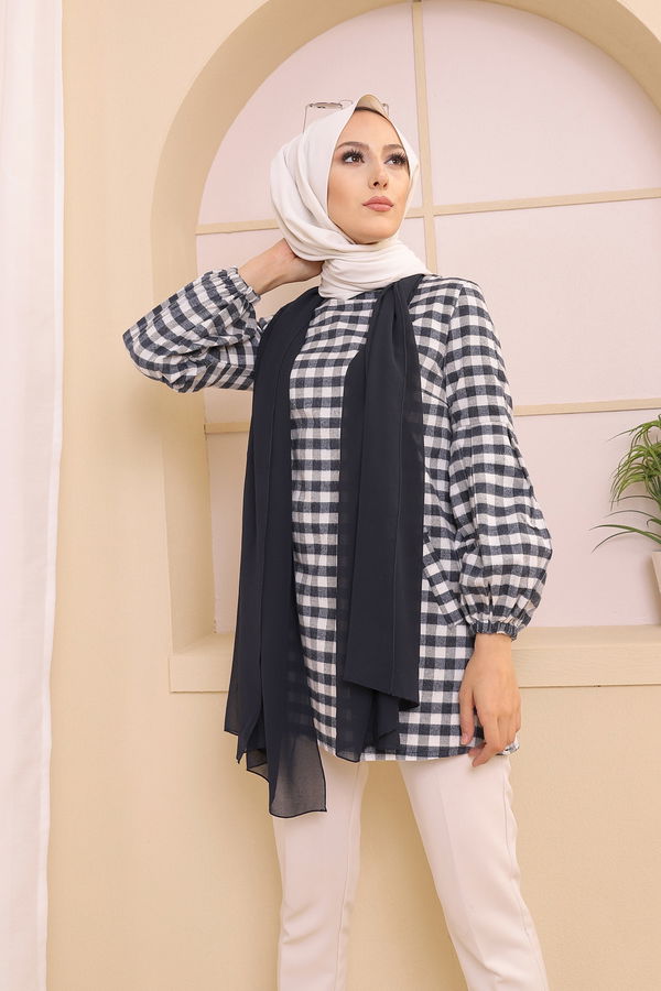 Düz Orta Kadın Lacivert 3316 TUNIK - 3316
