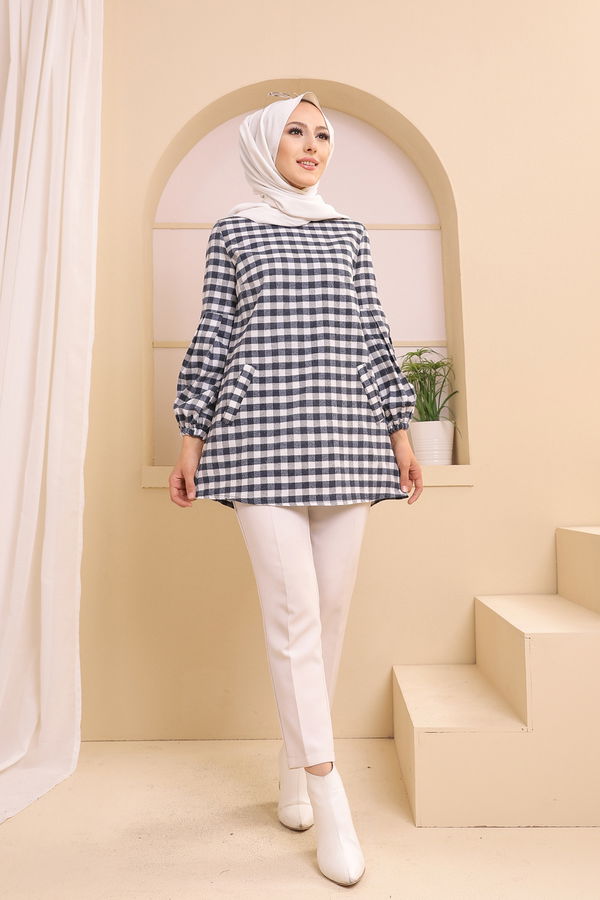Düz Orta Kadın Lacivert 3316 TUNIK - 3316
