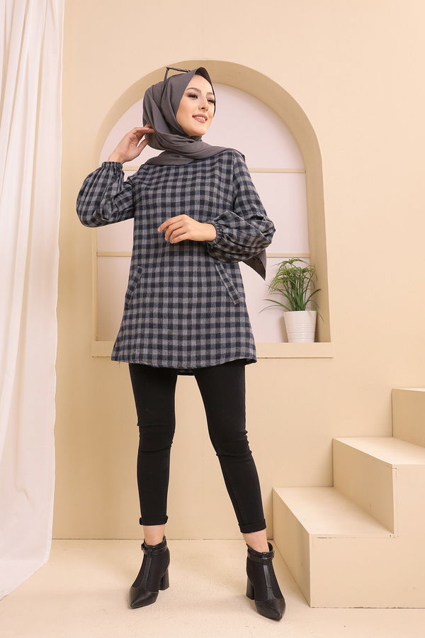 Düz Orta Kadın Lacivert 3316 TUNIK - 3316
