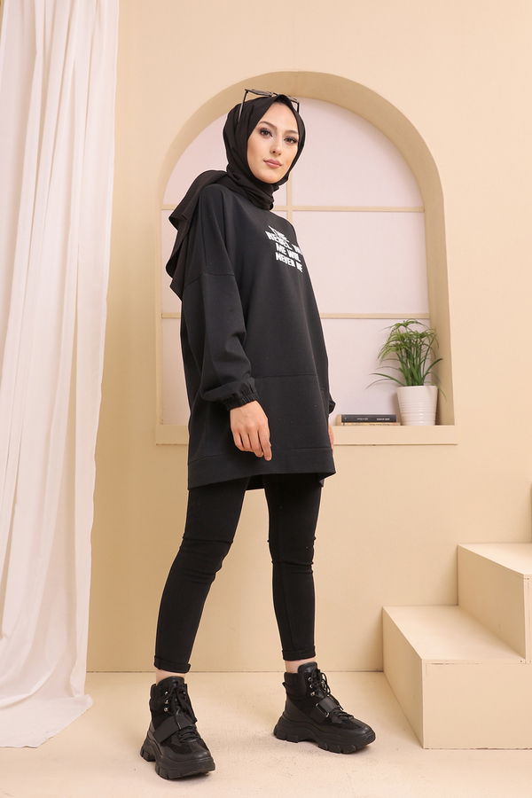 Düz Orta Kadın Siyah TUNIK - 3358 SİYAH