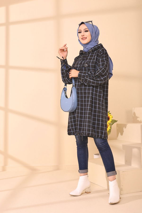 Düz Orta Kadın Mavi 3407 TUNIK - 3407