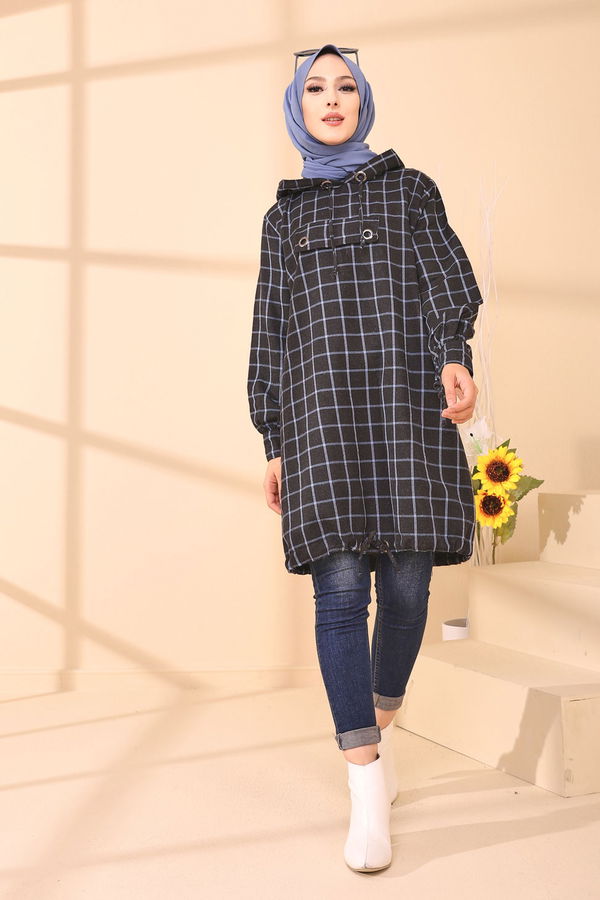 Düz Orta Kadın Mavi 3407 TUNIK - 3407
