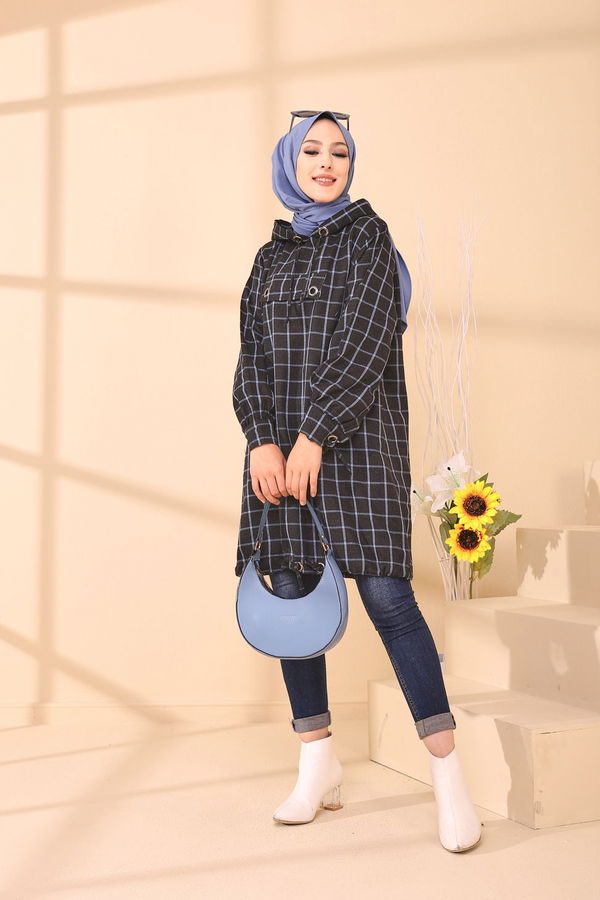 Düz Orta Kadın Mavi 3407 TUNIK - 3407
