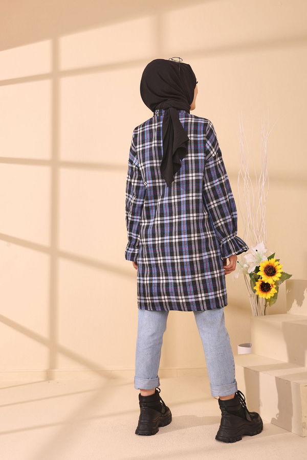 Düz Gömlek Yaka Kadın Mavi 3376 TUNIK - 3376 MAVİ