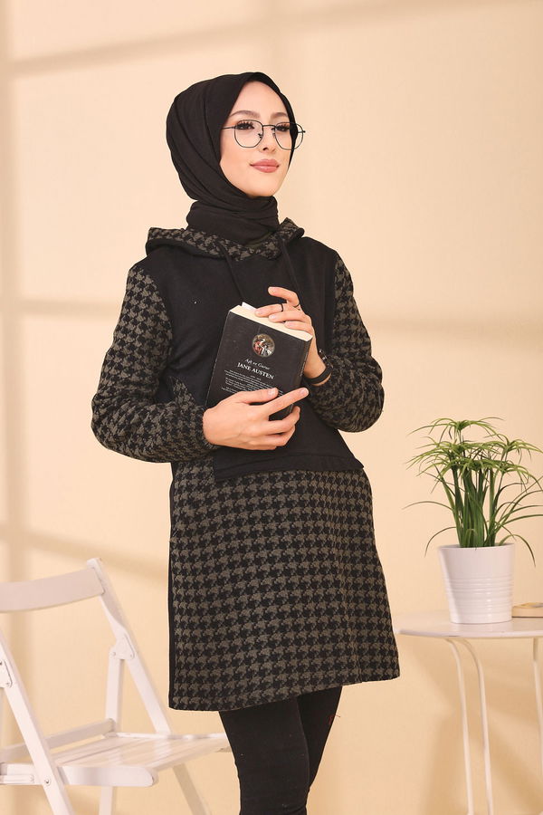 Düz Orta Kadın Haki TUNIK - 3411 HAKİ