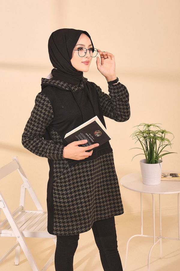 Düz Orta Kadın Haki TUNIK - 3411 HAKİ