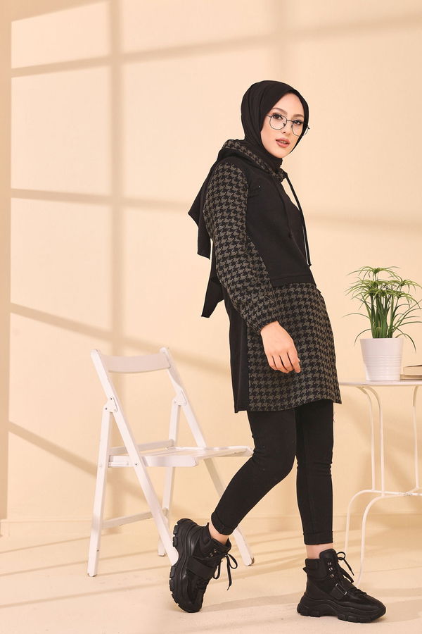 Düz Orta Kadın Haki TUNIK - 3411 HAKİ
