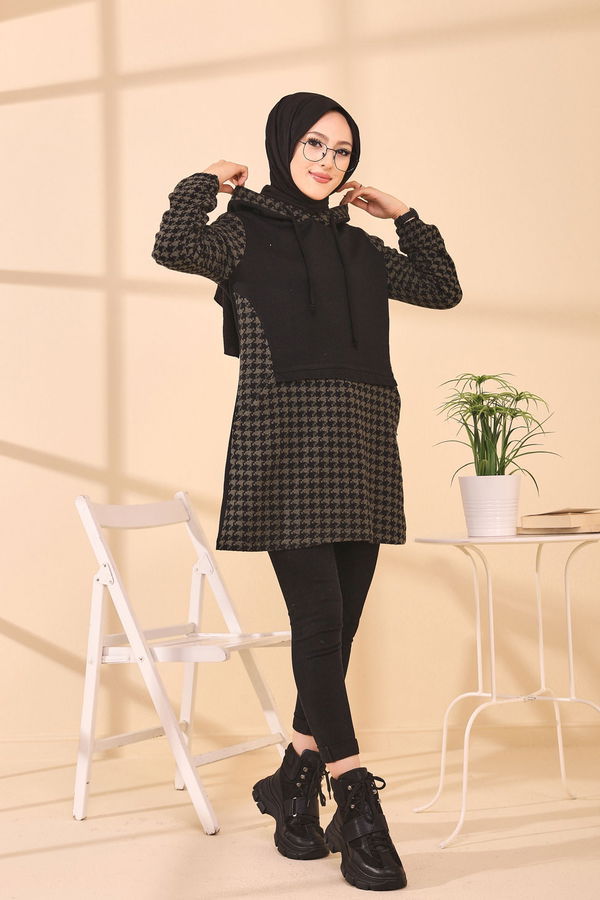Düz Orta Kadın Haki TUNIK - 3411 HAKİ