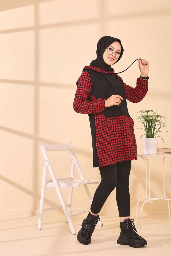 Düz Orta Kadın Kırmızı TUNIK - 3411 Kırmızı