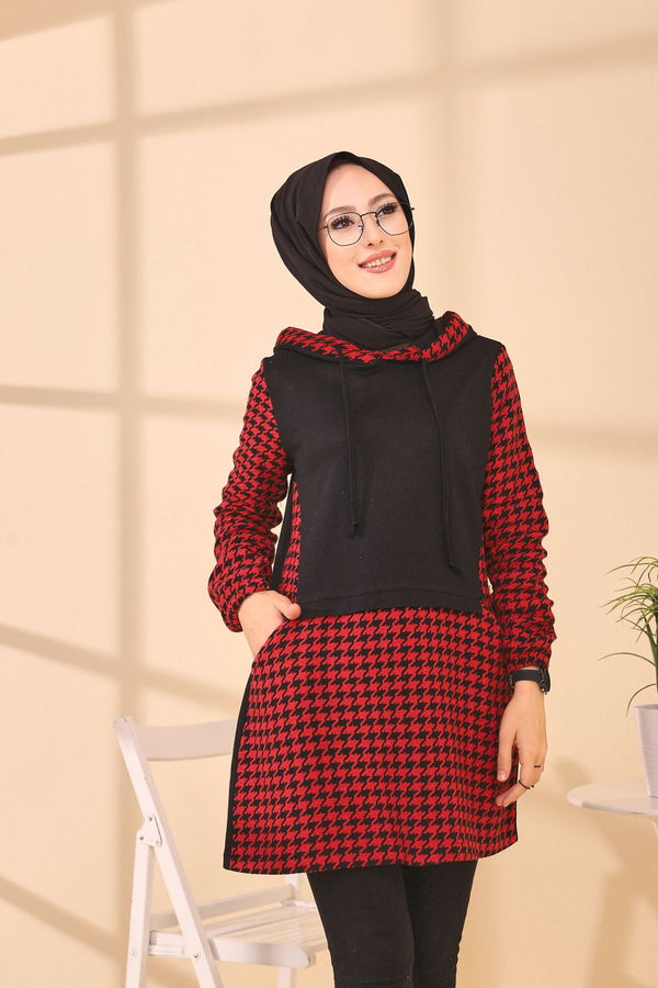 Düz Orta Kadın Kırmızı TUNIK - 3411 Kırmızı
