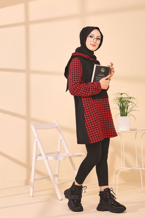 Düz Orta Kadın Kırmızı TUNIK - 3411 Kırmızı