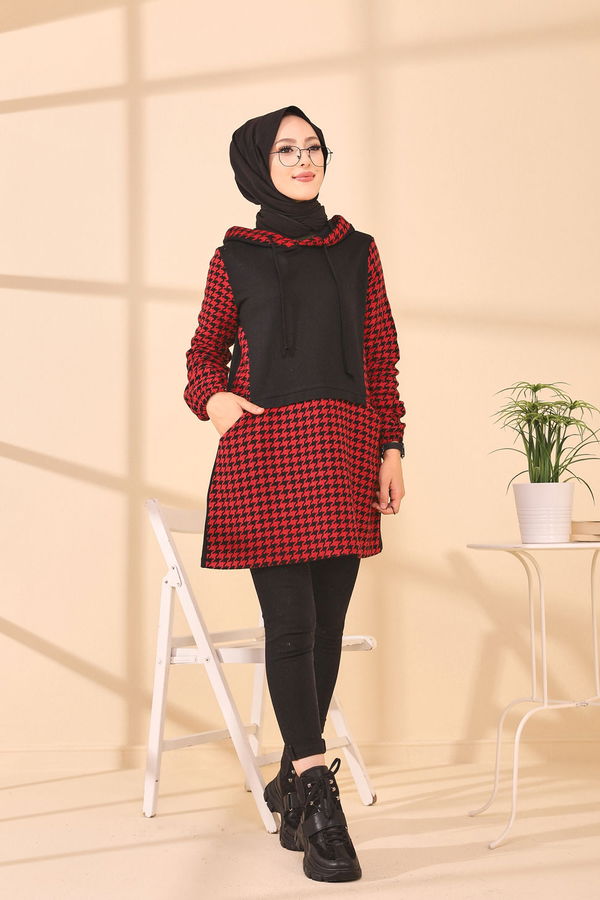 Düz Orta Kadın Kırmızı TUNIK - 3411 Kırmızı