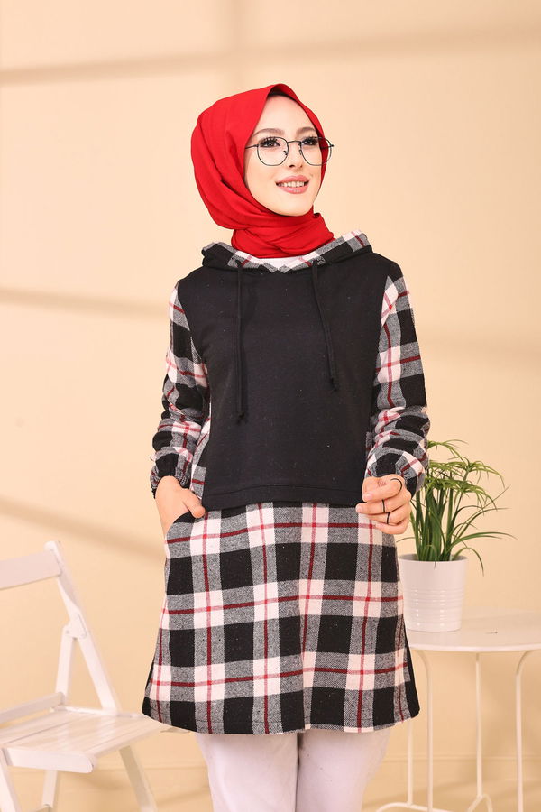Düz Orta Kadın Siyah TUNIK - 3411 SİYAH