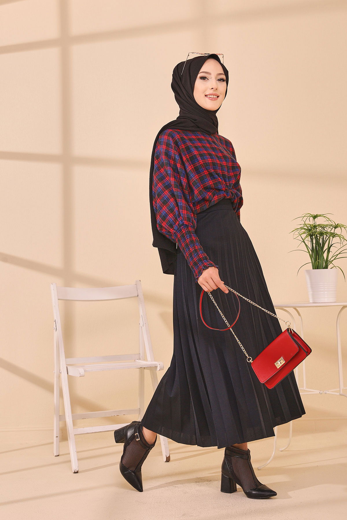 Düz Orta Kadın Mavi 3392 BLUZ - 3392 MAVİ