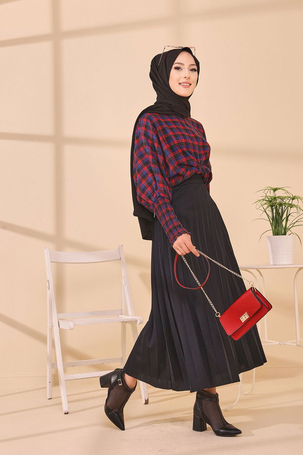 Düz Orta Kadın Mavi 3392 BLUZ - 3392 MAVİ