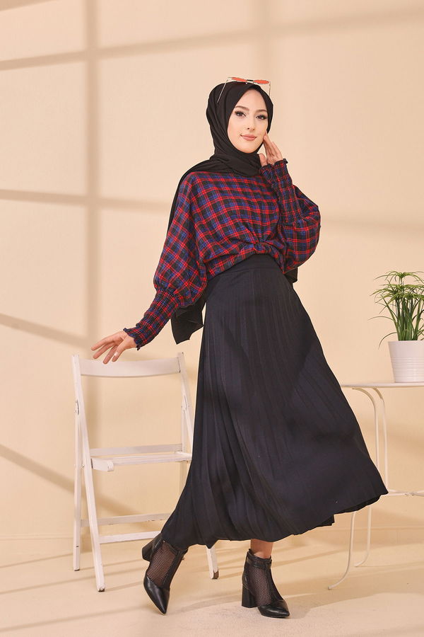 Düz Orta Kadın Mavi 3392 BLUZ - 3392 MAVİ