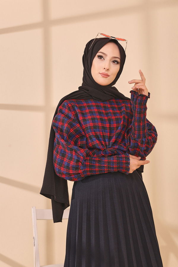 Düz Orta Kadın Mavi 3392 BLUZ - 3392 MAVİ