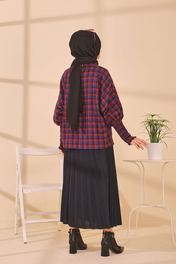 Düz Orta Kadın Mavi 3392 BLUZ - 3392 MAVİ