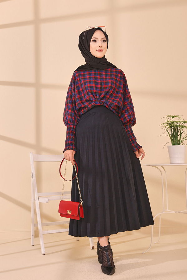 Düz Orta Kadın Mavi 3392 BLUZ - 3392 MAVİ