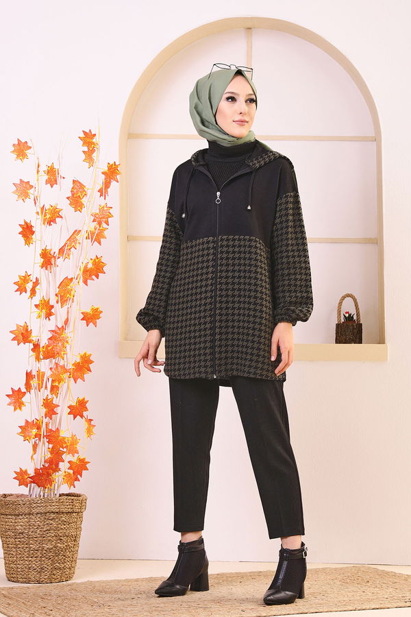 Düz Orta Kadın Haki TUNIK - 3415