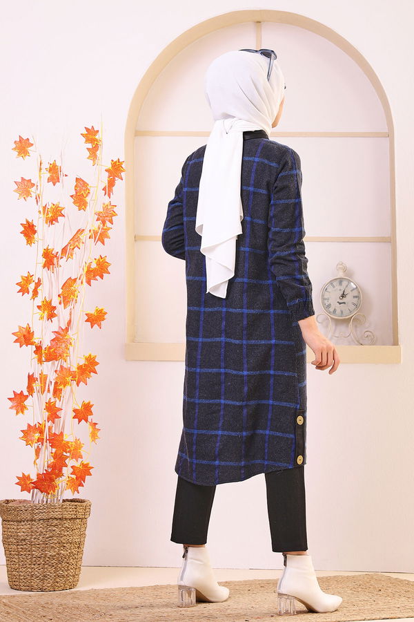 Düz Gömlek Yaka Kadın Mavi 8635 TUNIK - Yeşil - 46 - 8635 MAVİ