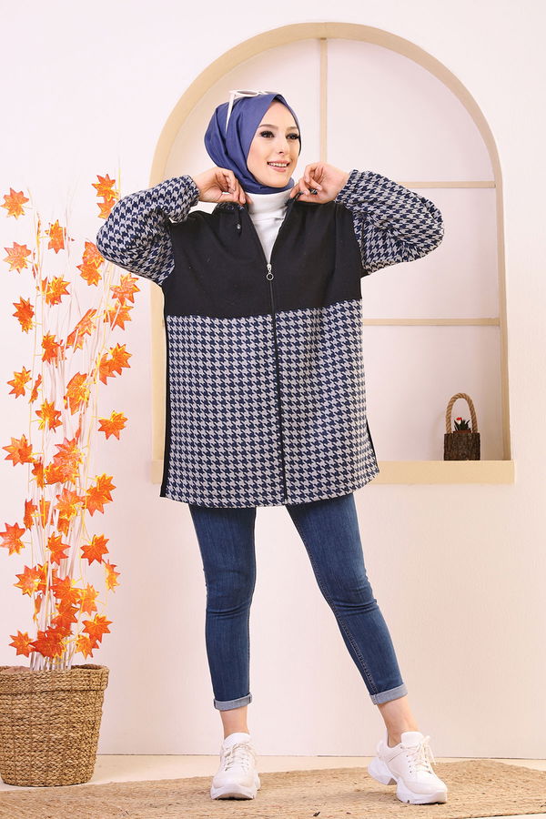 Düz Orta Kadın Lacivert TUNIK - 3415 LACİVERT