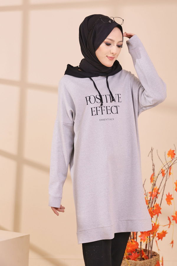 Düz Orta Kadın Gri TUNIK - 3403