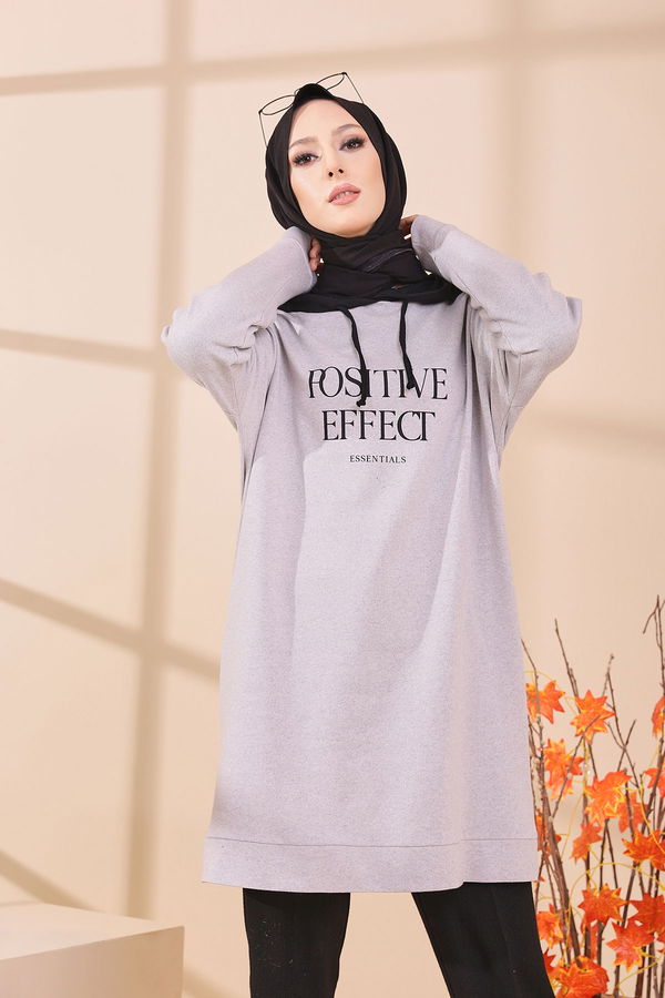 Düz Orta Kadın Gri TUNIK - 3403