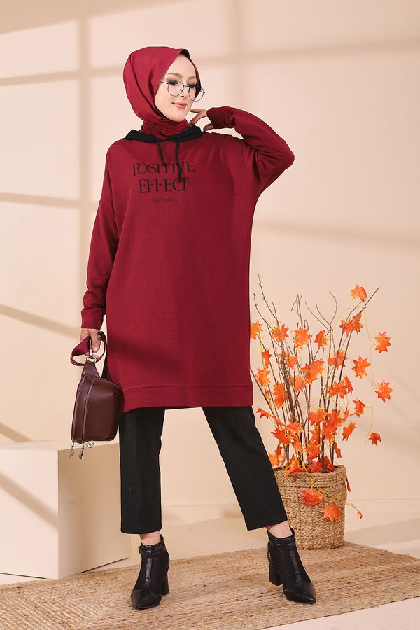 Düz Orta Kadın Bordo TUNIK - 3403 BORDO