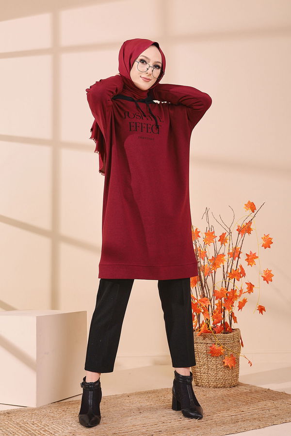 Düz Orta Kadın Bordo TUNIK - 3403 BORDO