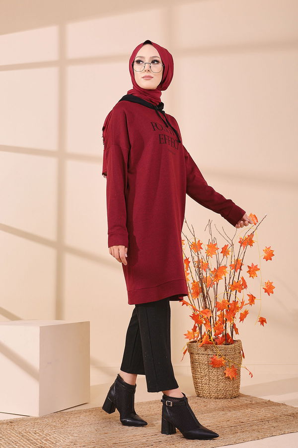 Düz Orta Kadın Bordo TUNIK - 3403 BORDO