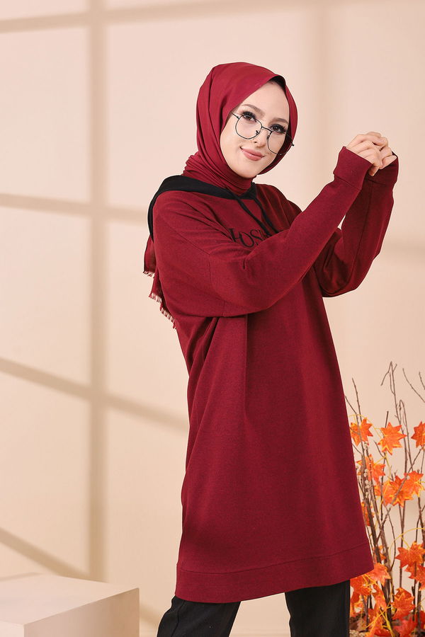 Düz Orta Kadın Bordo TUNIK - 3403 BORDO