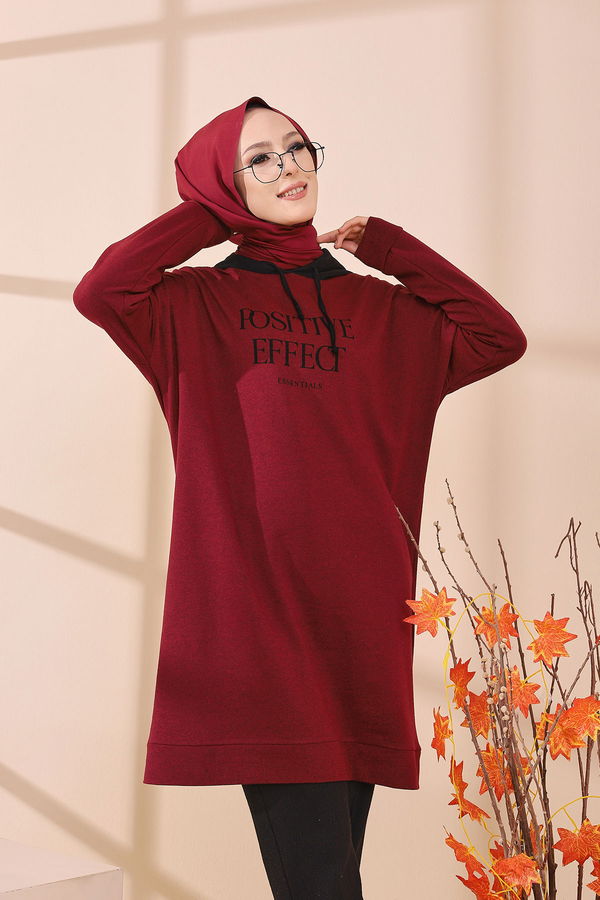 Düz Orta Kadın Bordo TUNIK - 3403 BORDO