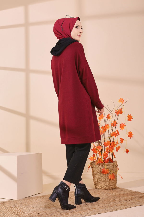 Düz Orta Kadın Bordo TUNIK - 3403 BORDO