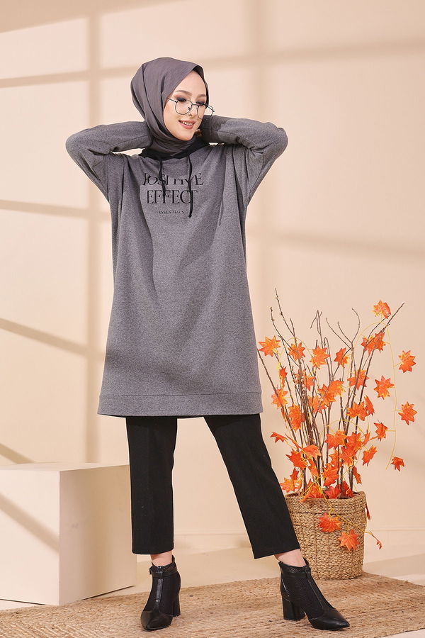 Düz Orta Kadın Gri TUNIK - 3403 GRİ