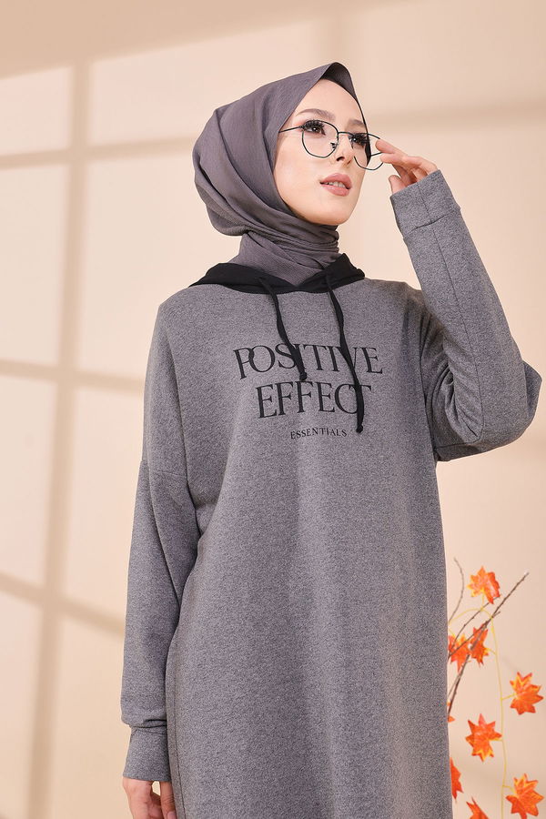 Düz Orta Kadın Gri TUNIK - 3403 GRİ