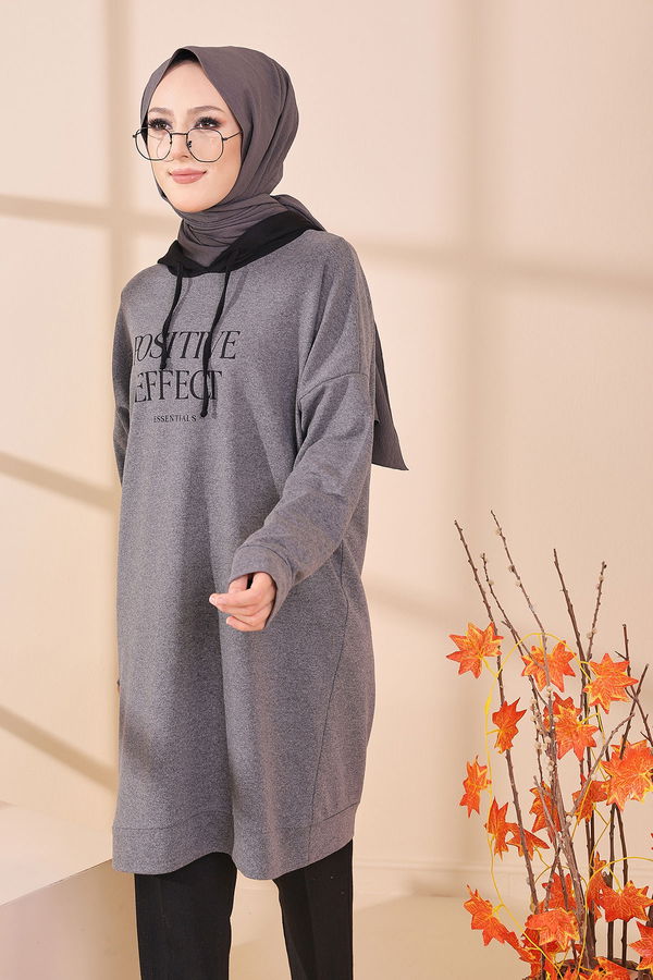 Düz Orta Kadın Gri TUNIK - 3403 GRİ