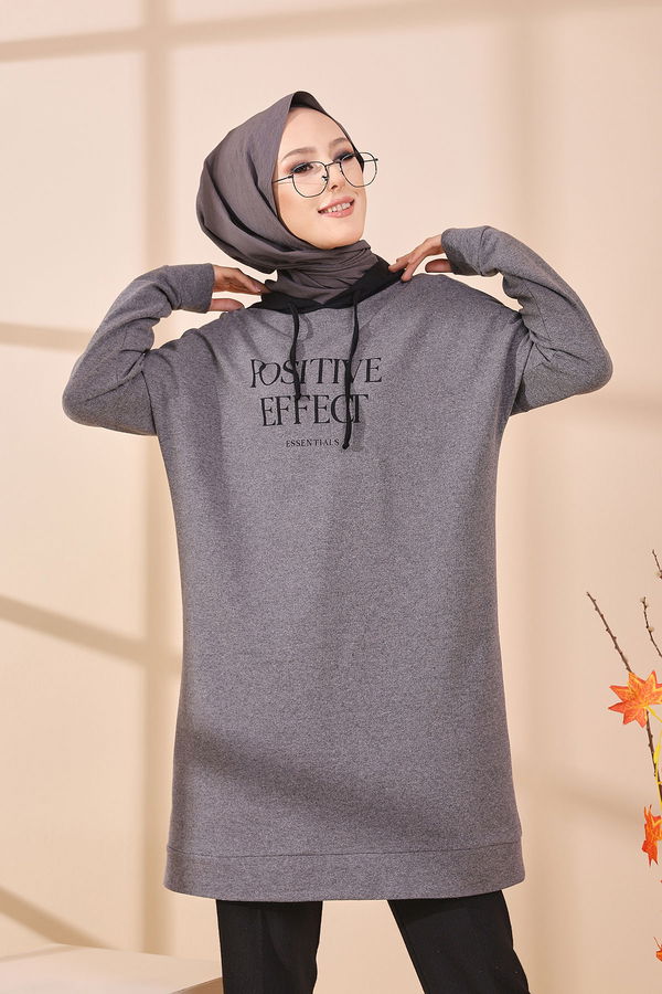 Düz Orta Kadın Gri TUNIK - 3403 GRİ