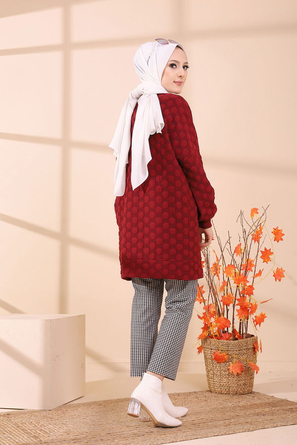 Düz Bisiklet Yaka Kadın Bordo 9132 TUNIK - 9132 BORDO